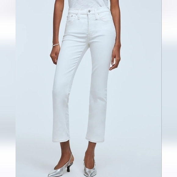 Madewell Kick Out Crop Jeans in Pure White size 32 NWT NI961 - Picture 2 of 13